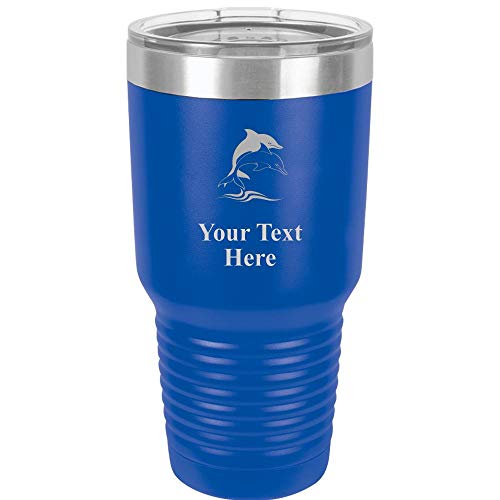 Dolphin Travel 30oz Royal Blue Stainless Steel Vacuum Insulated Hot/Cold Tumbler with Clear Lid - Great Customizable Gift For Any Special Event. BPA Free Prime