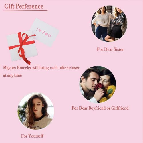 Gifts For Him Her Boyfriend Girlfriend Couples Love Heart Bracelet For Women Magnetic Bracelet For Couples Charm Bracelet 8Mm Nature Gemstone Bracelet Birthday Anniversary Valentines Gifts For Men Women Best Friend Long Distance Touch Bracelet (Black White& Heart) #TOP7