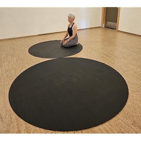 SISYAMA Circle Round TAI-CHI YIN-YANG Yoga Mat Meditation Pilates (Black, 6 ft) Cover