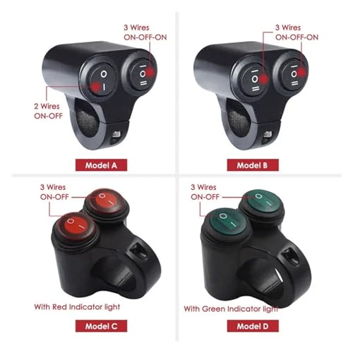 Commutateur guidon moto 22mm en aluminium durable et résistant pour feu de détresse