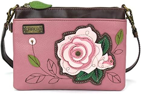 Chala Dazzled Mini Crossbody/Purse with Convertible Strap Stylish, Compact, Versatile - Pink Rose - Pink