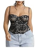 Floerns Women's Plus Size Lace Bustier Corset Tops Party Club Going Out Camisole Tops Black X-Large Plus