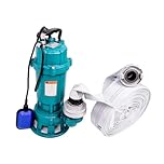 Fäkalienpumpe mit Schneidmesser 1500 W 230V mit Schwimmerschalter und mit/ohne 20 oder 30 Meter Feuerwehrschlauch Storz C Kupllung (mit 30 M Schlauch)