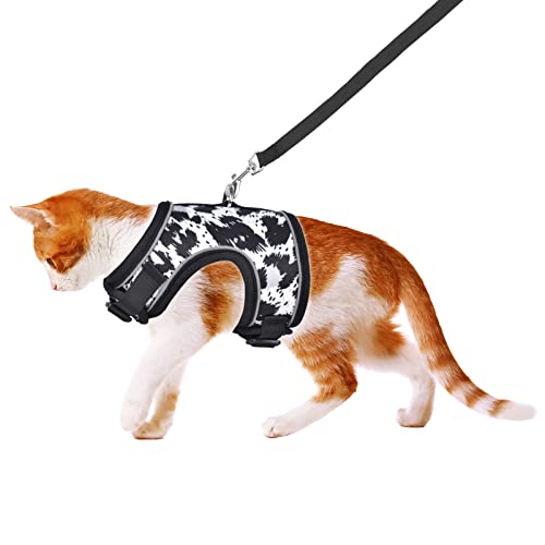 Petmolico Cat Harness And Leash Escape Proof, Mesh Padded Reflective Cat Vest Harness For Kitten Walking Outdoor Adventures, Black Leopard Medium #TOP28