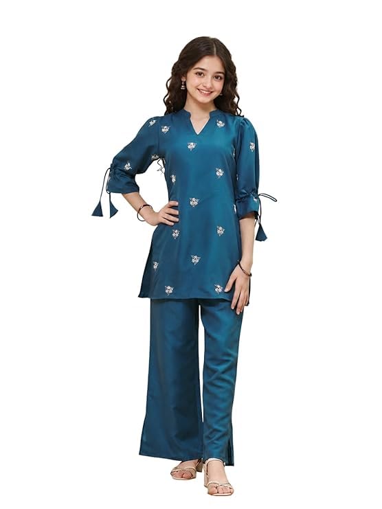 Image of RP ECOM Girls Cord Set dress for Girls | Top Kurta and Palazzo Pant Set | Ethnic & Casual Wear Outfit | Kurta Suit set for kids girls