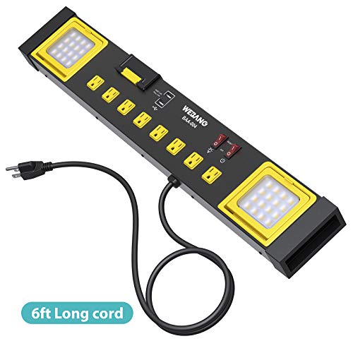 WEBANG Heavy Duty Metal Power Strip Surge Protector with 8 Outlets,2 USB Ports, Led Worklight, 15A Circuit Breaker, Wall Mount, UL Listed for Workshop/Garage/Countertop by WEBANG - Image 2
