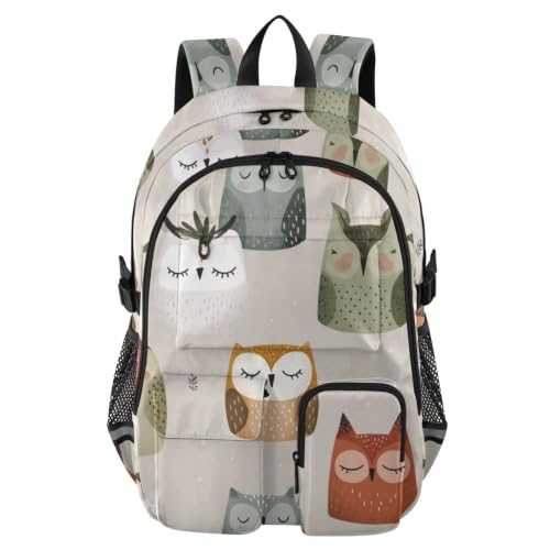 Mochilas para hombre y mujer de negocios de 44.5 cm con diseño de búho juvenil