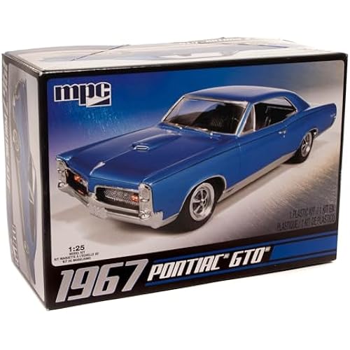 MPC: 1:25 Scale Model Kit - 1967 Pontiac GTO - Blue, 85+ Parts - Skill Level 2, Authentic Vehicle Building Kit, Replica Classic Car, Age 14+