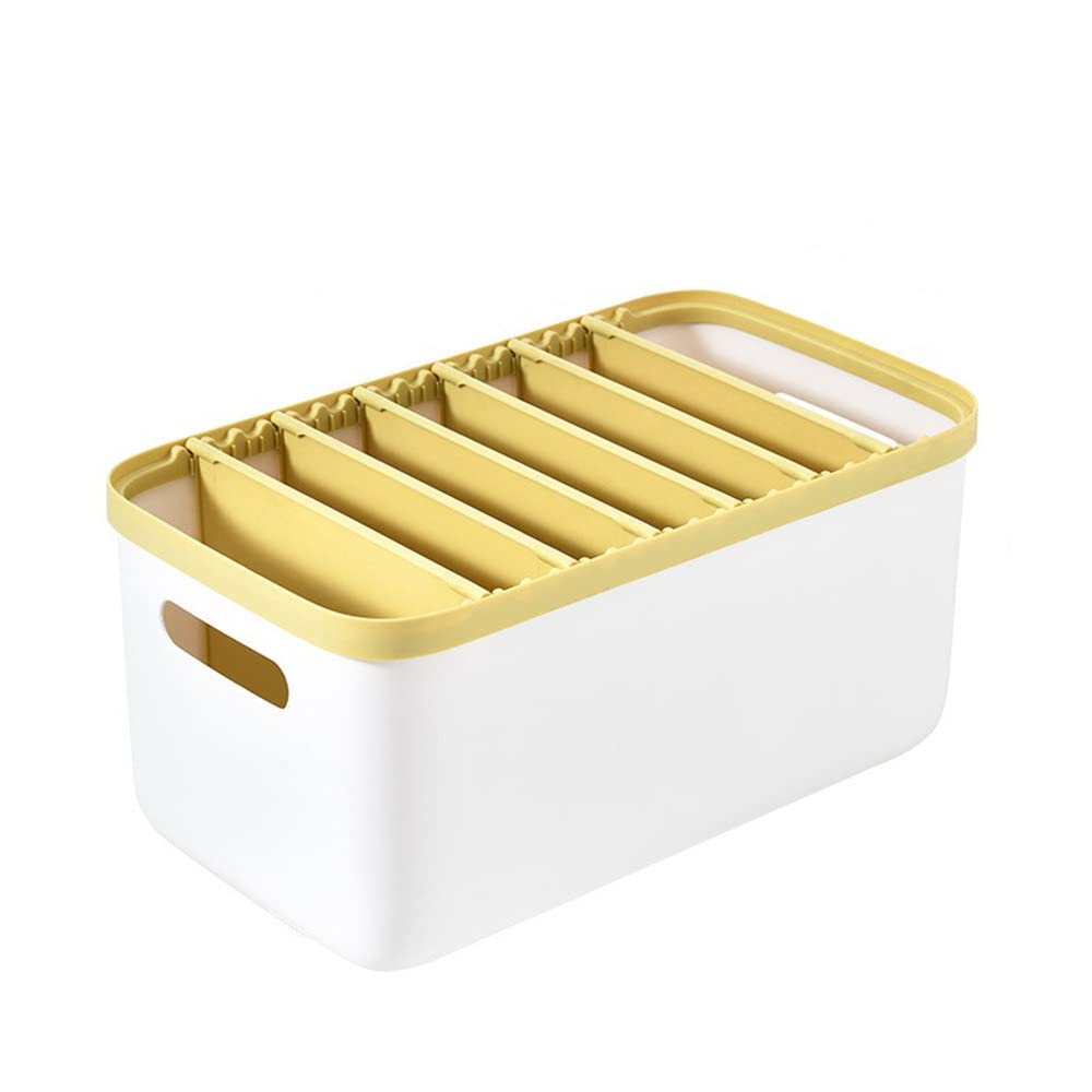 Caja de almacenamiento para ropa interior, organizador de plástico para calcetines, brasieres y bufandas, diseño que ahorra espacio, tapa abatible, duradera y versátil para soluciones de