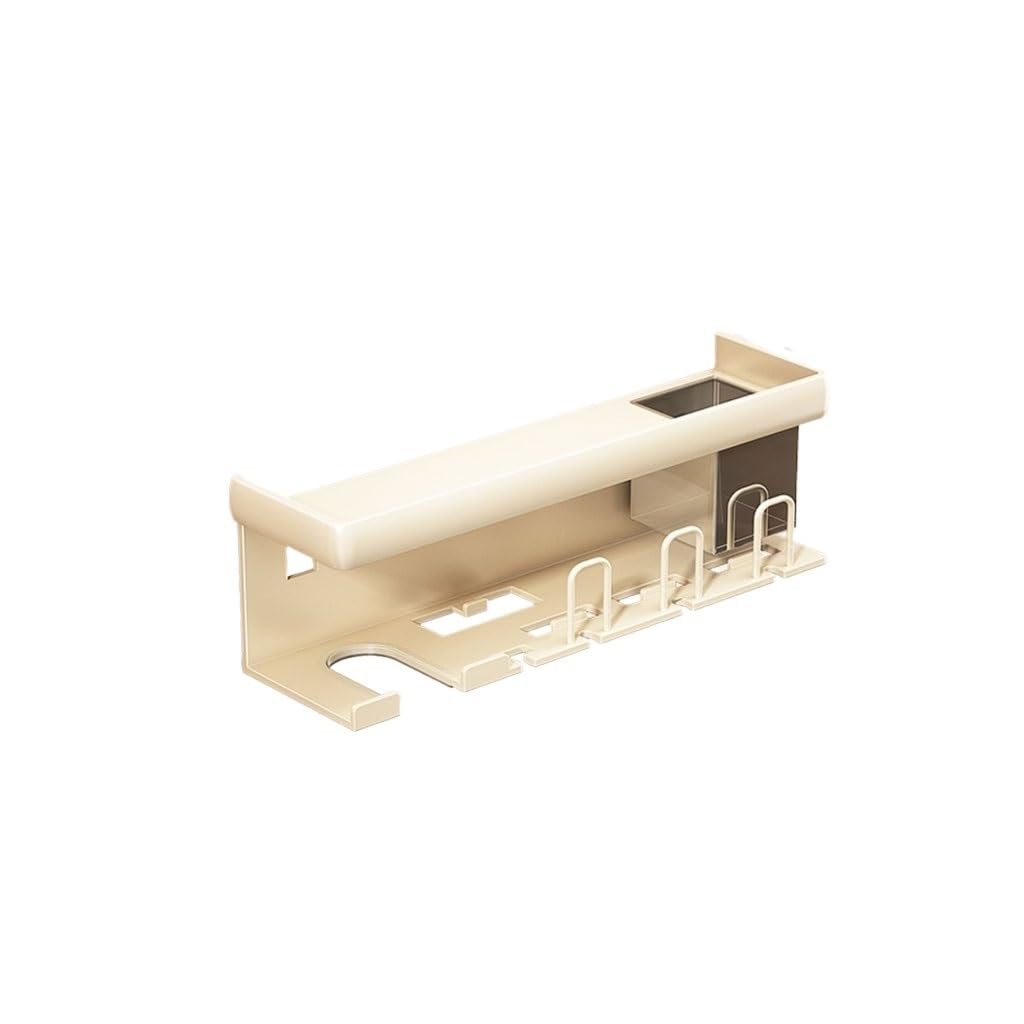 Estante para Cepillos de Dientes Portaspazzolino Bianco Crema Scatola portaoggetti for dentifricio a Parete Decorazione for Bagno Senza punzonatura può Contenere asciugacapelli(L36.3cm)