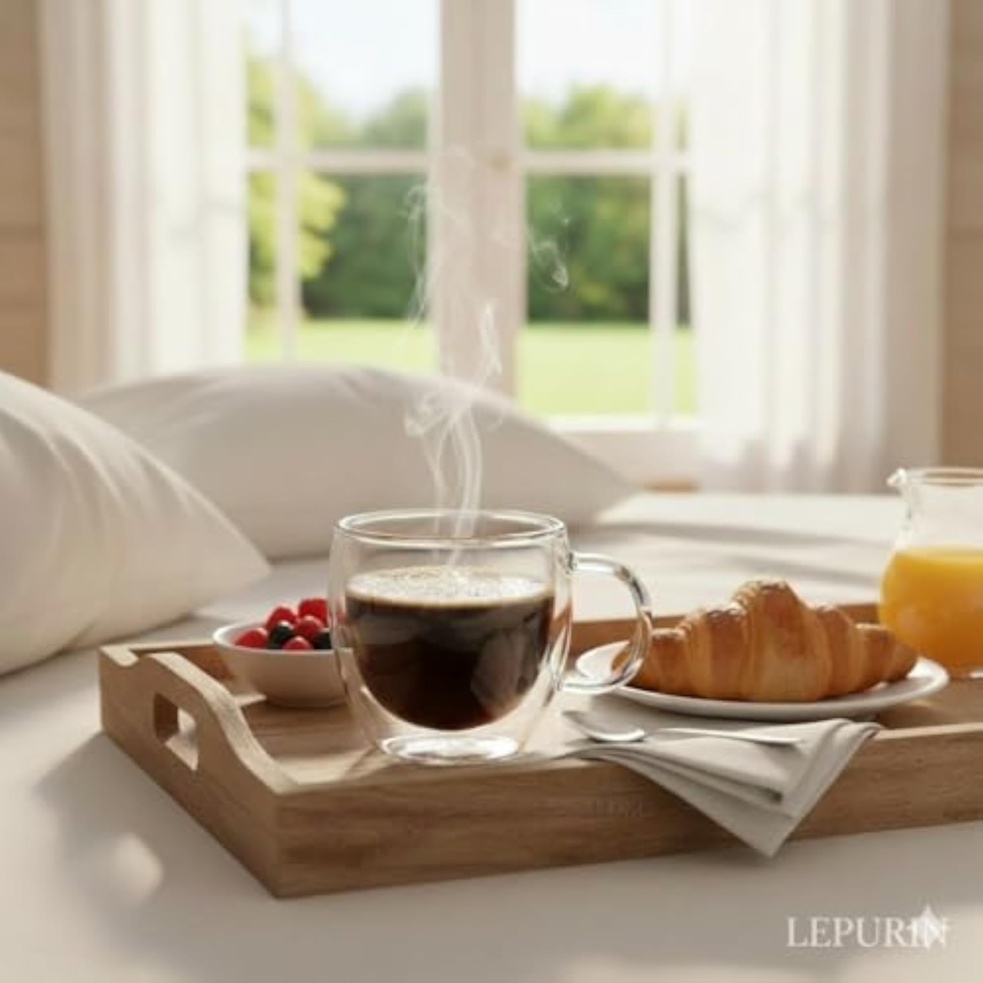 Double Wall Insulated Glass Coffee Mug with Handle