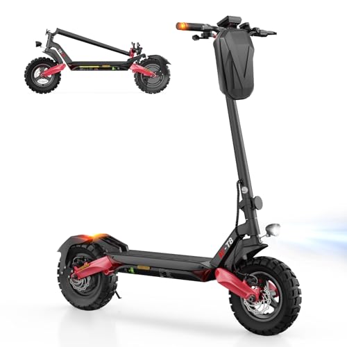 E Scooter mit Straßenzulassung | 10 Zoll Elektroroller mit Offroad Luftreifen, Max 100 KM Reichweite, Faltbarer E Roller mit Sechs komfortable Stoßdämpfer für Offroad-Enthusias