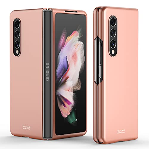 GooseBox Galaxy z Fold 3 Case, Samsung Fold 3 Case,Z Fold 3 5G Case,Ultra Thin Hard PC Shookproof Folding Anti-Drop Wear-Resistant for Samsung Galaxy Z Fold 3 (Gold)