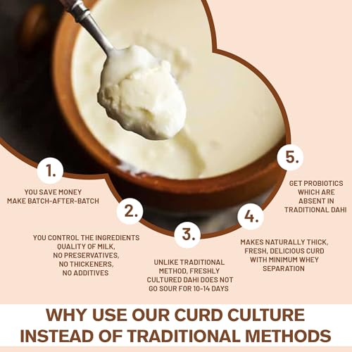 Image of Alla's Posh Flavors Probiotic Artisanal Curd Starter Lab Tested Cultures 5 Sachets Each for 1 to 25 Liter Milk in Home and Commercial Use Natural Make Healthy and Digestive and Good for Gut Health
