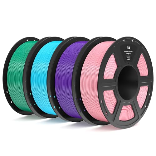 ELEGOO PLA Filament 1.75mm Bundle 4KG, 3D Printer Filament Dimensional Accuracy +/- 0.02mm, 4pcs 1kg Spool(2.2lbs) Fit Most FDM 3D Printers (Pink, Purple, Sky Blue, Sea Green)