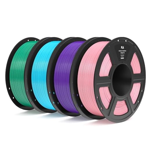 ⚡ ELEGOO PLA Filament 1.75mm Bundle 4KG, 3D Printer Filament Dimensional Accuracy +/- 0.02mm, 4pcs 1kg Spool(2.2lbs) Fit Most FDM 3D Printers (Pink, Purple, Sky Blue, Sea Green)