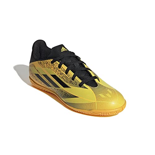 Chuteira Futsal Adidas X SpeedFlow Messi.4 Infantil Laranja e Preto