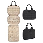 BAGSMART Jewelry Travel Case, Hanging Jewelry Organizer with Zipper Pockets, Large Capacity Puffy Jewelry Roll for Earrings, Necklaces, Rings on Closet, Wall, Door, Portable Travel Essentials, Black