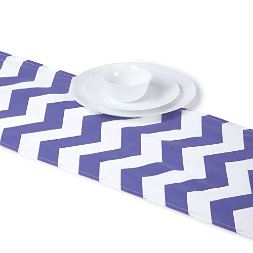 Encasa Dining Table Runner For 8 Seater - Premium Cotton - Printed - Size 13"X97" - Decorative Cloth For Centre And Coffee Table - Machine Washable- 1 Pc - Zig Zag Peri #TOP7