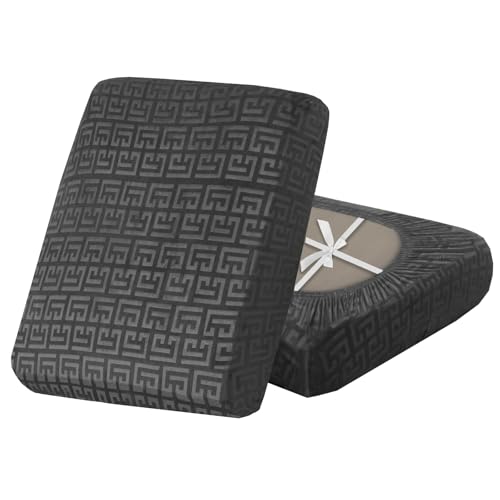 SYLC Stretch Sofa Cushion Covers Velvet Knurling, Non Slip Seat Covers for Sofas with Ties, Fitted Caravan Cushion Covers for Sofa/Settee/Couch/Motorhome (Grey,1pc Backrest)