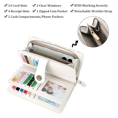Image of FALAN MULE Wallets for Women Trifold Wristlet Wallets Large Capacity RFID Blocking Ladies Purse Credit Card Holder