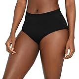 The Period Company High Waist Absorbent Period Underwear for Women Medium Flow — Reusable, Super-Absorbent, Leak Resistant Period Panties — Ultra Soft Microfiber with Organic Cotton Gusset — Black, M