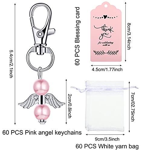 60 Pieces Angel Keychains Set Baby Shower Favors for Boy Girls Wedding Party Favors for Guests 60 Pieces White Organza… - Image 4