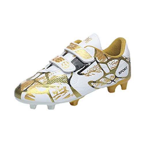 Agnueuty - Agnueuty Fußballschuhe mit Stollen für Jungen Mädchen Athletics Football Schuhe Laceless Leichtathletik Trainingsschuhe Unisex Kinder,Gold,EU32 - -10%