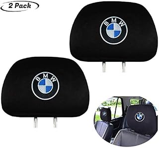 2pcs Black Exquisite Hand Embroidery Headrest Cover for BMW, Easy to Disassemble