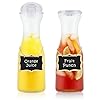 AYL Set of 2 Glass Carafe with Lids, 32 Oz Water Pitcher Beverage Serveware Carafe, Clear Glass Pitcher for Mimosa Bar, Cold Water, Brunch, Wine, Juice, Milk, Iced Tea, Lemonade,1 Hand Pour Lid