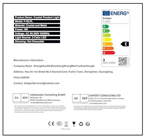 Sxtiger Modern Crystal Pendant Light, 3-Color LED Crystal Pendant Light, Adjustable Height Chrome Silver Ceiling Hanging Pendant Lamp, for Kitchen Island Bedroom Dining Room (Silver) - Cosy Home Interiors Sxtiger Modern Crystal Pendant Light, 3-Color LED Crystal Pendant Light, Adjustable Height Chrome Silver Ceiling Hanging Pendant Lamp, for Kitchen Island Bedroom Dining Room (Silver) - Image 12