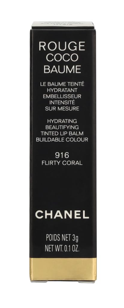 CHANEL Rouge Coco Baume Hydrating Beautifying Tinted Lip Balm Nr.916 Flirty Coral, 3 g