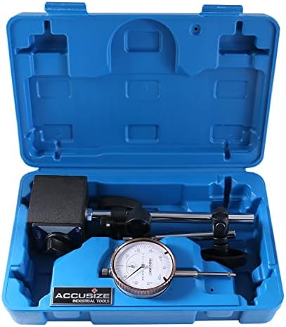 Accusize Industrial Tools 0-1 inch x 0.001 inch Dial Indicator with Magnetic Base Set, 60 Kg Capacity, Eg00-1038…