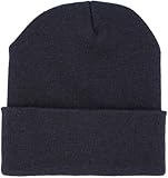 SKIHAT-Long BLK Men Women Daily Cuffed Beanie or Slouchy Made in USA Knit Hat Cap Womens