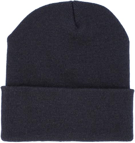 SKIHAT-Long BLK Men Women Daily Cuffed Beanie or Slouchy Made in USA Knit Hat Cap Womens
