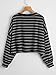 Floerns Women's Plus Size Long Sleeve Striped Oversize Pullovers Crop Top Tee Black 1XL