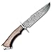 14″ Handmade Damascus Hunting Knife with Leather Sheath - Ideal for Chopping, Camping Outdoor - Fixed Blade Bushcraft Large Knife with wood Handle