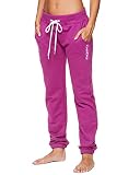 bebe Womens Sweatpants French Terry Jogger Lounge Sleep Pajamas (Berry, Medium)