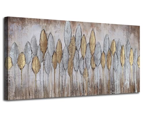 Gold Leaf Textured Abstract Painting