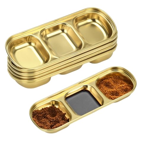 LYFJXX 6 Pcs Soy Sauce Dish, Divided Dip Bowls with