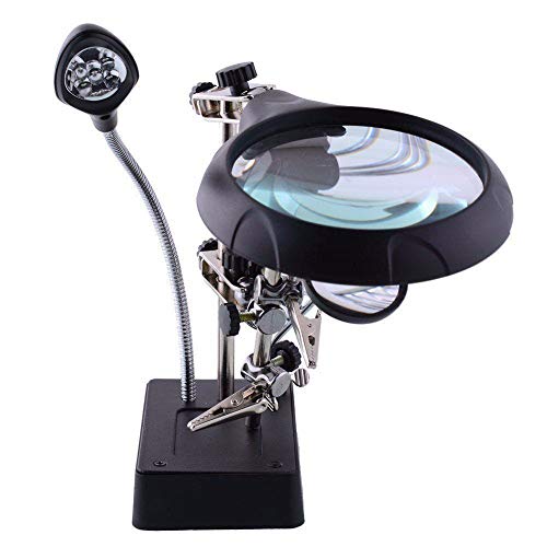 Lupa De Mesa com Garras Luz Led Ajustável Suporte Solda C/Fonte CBR03587