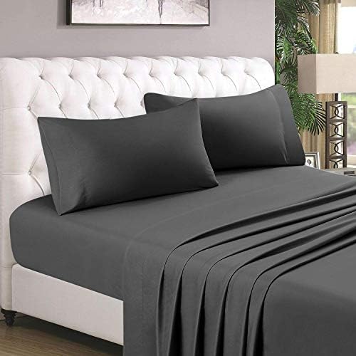 600TC Super Soft Quality Egyptian Cotton 4PC Sheet Set 24" Inch Extra Deep Pocket California King, Elephant Grey/Dark Grey Solid 600-Thread Count