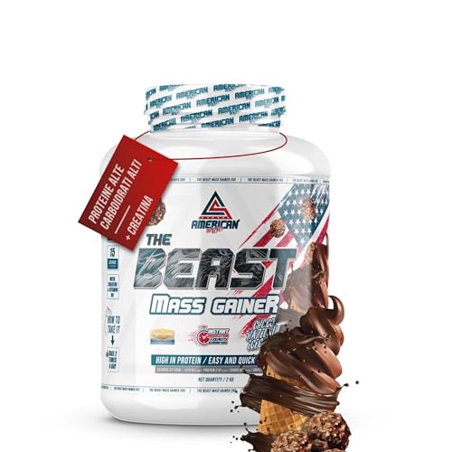AS American Suplement | Mass Gainer 2kg | Ricco di Carboidrati e Proteine | Aiuta ad Aumentare di Peso e Massa Muscolare | Con Creatina (2 kg (Paquete de 1), Bombon Rocher)