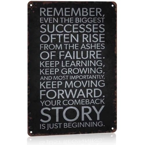 Motivational Quote Metal Sign, 8x12 Inches Aluminum Wall Decor, Inspirational Failure to Success Wall Art for Home Office Garage, Encouragement Keep Moving Forward Reminder Poster