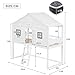 Merax Hochbett 90x200cm, Kinderbett Etagenbett mit Sicherheitsleiter, Rausfallschutz & Lattenrost, Hausbett mit Dach & Fenster, Platzsparendes Stockbett Jugendhochbett, Unterhaltungsbereich, Weiß