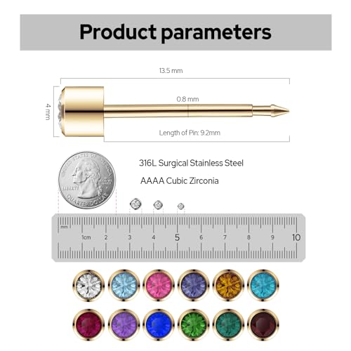 SugarTang Ear Piercing Kit Gold 4mm with Safety Back Disposable Ear Piercing Gun Kit 2 Pack Made in 316L Surgical Stainless Steel | At Home Self Ear Piercer Kit with Preloaded Ear Stud