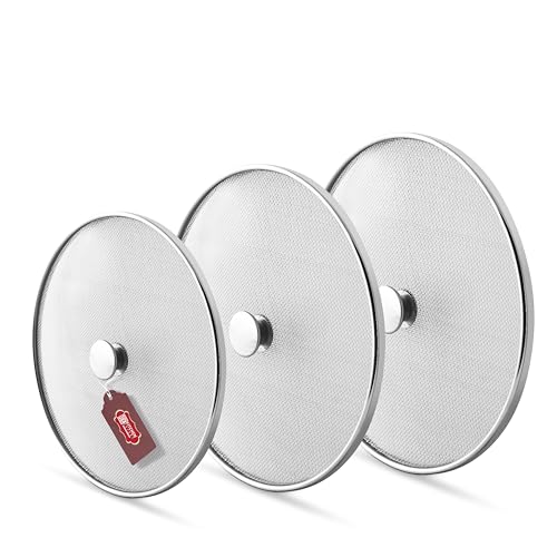 Image of Kitchen Expert Steel Net Cover Jali| Set Of 3 (20cm, 23cm, 25cm)| Milk Net Lids /Tope /Chiba | Suitable For Pots /Pan /Kadhai /Bowls | Strong & sturdy Handle | Multipurpose Lid
