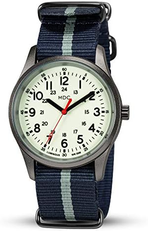 Infantry MDC Glow in The Dark Watches for Men 12/24 Hour Military Watch Field Outdoor Sport Mens Wristwatch Waterproof with NATO Band