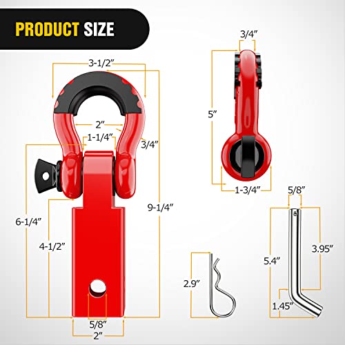 Nilight Shackle Hitch Receiver 2Inch 45000 Lbs Breaking Strength 3/4" D Ring Shackle W/Trailer Hitch Pin Heavy Duty Solid Recovery Towing Kit For Trucks Jeeps Off Road,2 Years Warranty #TOP1