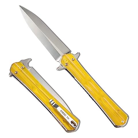 9TiEDC Folding Camping Knife with 440C Stainless Steel Blade;Premium PEI Handle with a Pocket Clip,Flipper and Secure Liner Lock Hunting Knife,Single-edged Blade for Different Cutting Tasks for Outdoor,Hiking,Camping,Tactical,Survival and EDC Cover